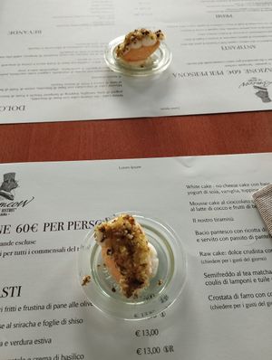 Complimentary snack before the antipasto at Romeow Cat Bistrot in Rome