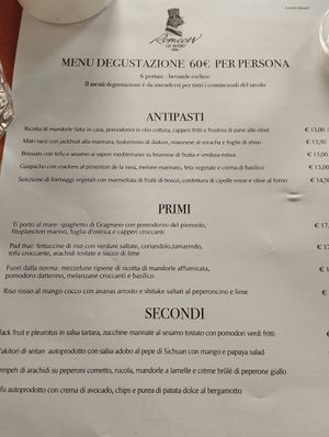 Menu (during lunch) at Romeow Cat Bistrot in Rome