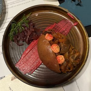 savory maritozzo appetizer (yum!!)  at Romeow Cat Bistrot in Rome