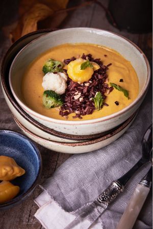 Red rice coconut and mango at Romeow Cat Bistrot in Rome