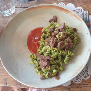 Fusilli pasta at Romeow Cat Bistrot in Rome