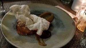 Soft tofu steak with sundried tomatoes at Romeow Cat Bistrot in Rome