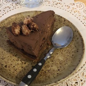 Chocolate mousse cake at Romeow Cat Bistrot in Rome