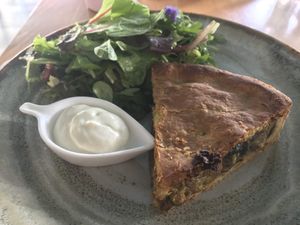 Savory pie at Romeow Cat Bistrot in Rome