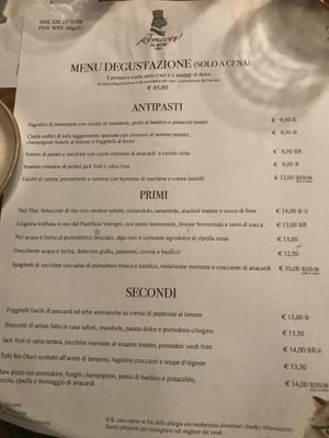 Menu at Romeow Cat Bistrot in Rome