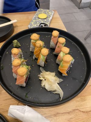 Rainbow roll at Beyond Sushi in New York City