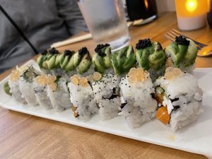 Philadelphia and Charred Avocado Rolls at Beyond Sushi in New York City