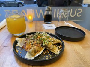 Shiitake truffle dumpling  at Beyond Sushi in New York City