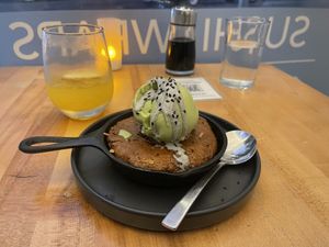 Black sesame avocado cookie  at Beyond Sushi in New York City