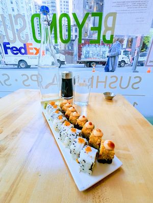 Spicy tuna (right) and spicy mag (left). at Beyond Sushi in New York City