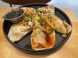 Ginger ‘beef’ dumplings - very nicely done   at Beyond Sushi in New York City