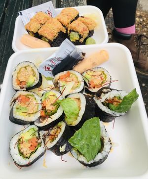 Yum! Great portions!  at Beyond Sushi in New York City