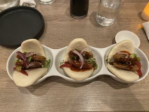 fried chicken bao at Beyond Sushi in New York City