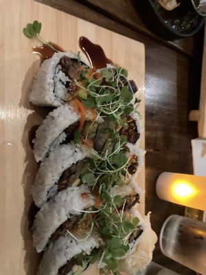 Crunch ube roll  at Beyond Sushi in New York City
