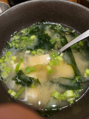 Miso soup at Beyond Sushi in New York City