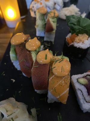 Rainbow roll  at Beyond Sushi in New York City