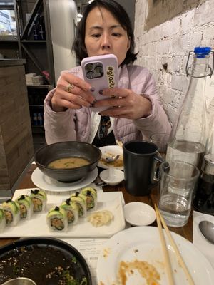 Miso soup and rolls  at Beyond Sushi in New York City