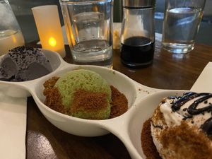 Taro, Matcha, Vanilla Ice Cream  at Beyond Sushi in New York City