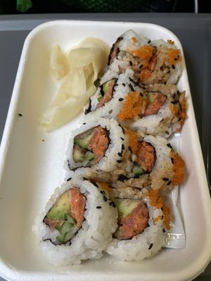 Tuna and caviar vegan sushi  at Beyond Sushi in New York City