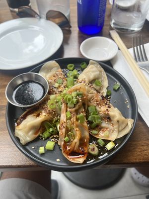 Vegan-Ginger Beef dumplings  at Beyond Sushi in New York City