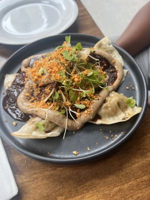 Vegan-Shiitake Truffle dumplings  at Beyond Sushi in New York City