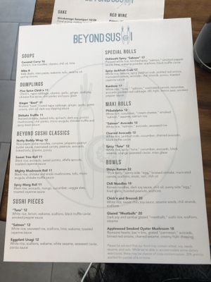 Menu  at Beyond Sushi in New York City