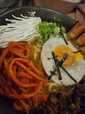 Ramen with mock egg at Beyond Sushi in New York City
