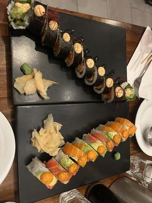 rainbow roll and jackfruit special roll  at Beyond Sushi in New York City