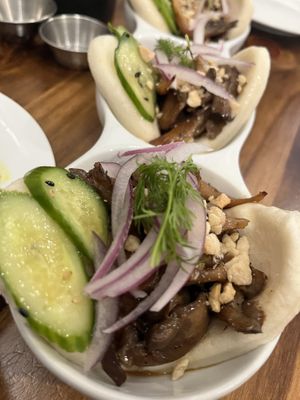 Smoked oyster mushroom bao   at Beyond Sushi in New York City