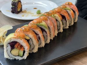 Rainbow roll  at Beyond Sushi in New York City