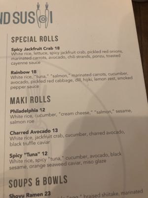 Menu  at Beyond Sushi in New York City