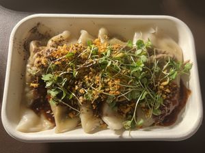 Shiitake truffle dumplings  at Beyond Sushi in New York City