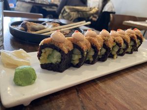 Spicy Mang Roll…sucker for mango. This was good but I liked dumplings better!  at Beyond Sushi in New York City