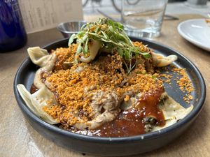 Shiitake truffle dumplings   at Beyond Sushi in New York City