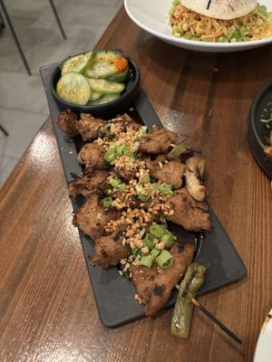 chicken yakitori skewers  at Beyond Sushi in New York City