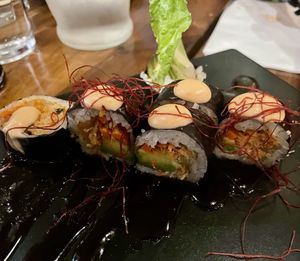 Spicy jackfruit crabckers  at Beyond Sushi in New York City