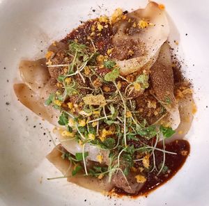 Fun guy dumplings, so good !!! at Beyond Sushi in New York City