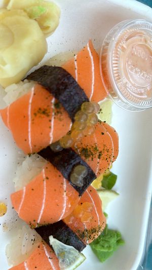 Vegan salmon rolls  at Beyond Sushi in New York City