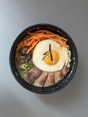 Shoyu Ramen with vegan brisket and sunny side egg  at Beyond Sushi in New York City