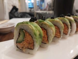 Charred avocado roll at Beyond Sushi in New York City