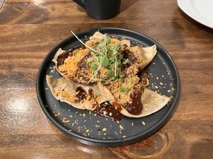 Shiitake truffle dumplings  at Beyond Sushi in New York City