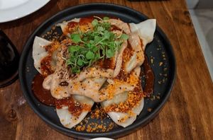 Five Spice Chicken dumplings ($12) at Beyond Sushi in New York City