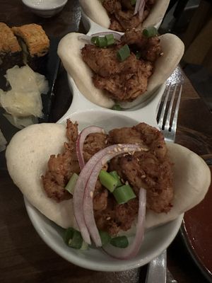 Chicken Bao (we got the sauce on the side)  at Beyond Sushi in New York City
