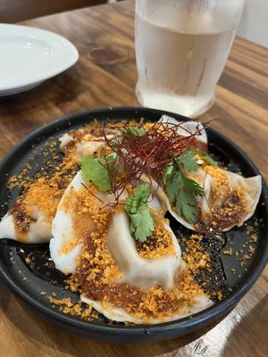 5 spice chicken dumplings   at Beyond Sushi in New York City