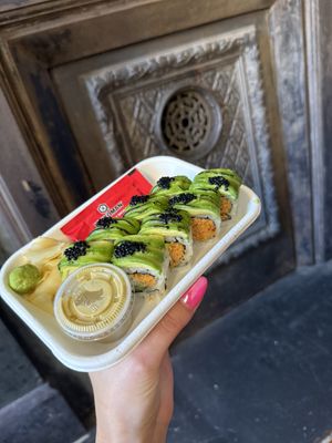 Charred avocado roll  at Beyond Sushi in New York City