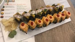 Spicy roll and chickpea roll at Beyond Sushi in New York City