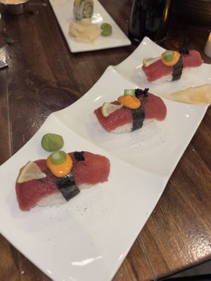 tuna nigiri  at Beyond Sushi in New York City