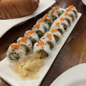 Tuna avocado roll and spicy salmonn  at Beyond Sushi in New York City