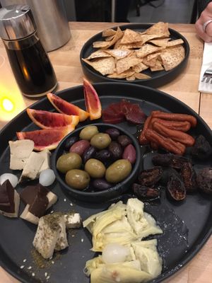 Cheese plate w Taro chips at Beyond Sushi in New York City