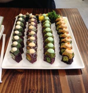 So much sushi - very tasty at Beyond Sushi in New York City